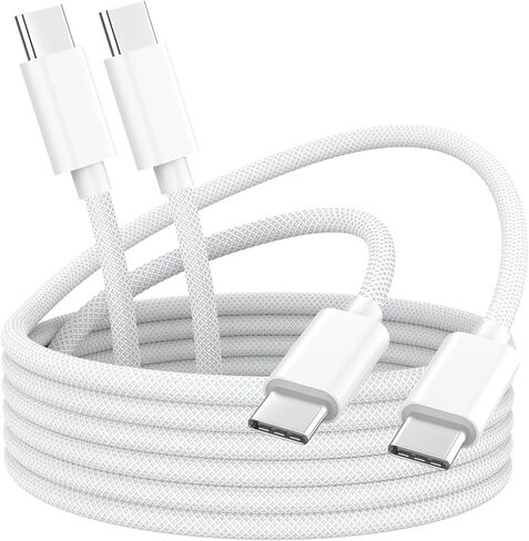 كابل USB C إلى USB C لـ iPhone 16 Pro Max ، 2 Pack 60W USB C to USB C شحن سريع نايلون من النوع C Charger Type CoR iPhone 16/16 Plus/16 Pro/16 Pro Max/15/15 Pro/15 Pro ماكس ، 6 أقدام أبيض in Kuwait