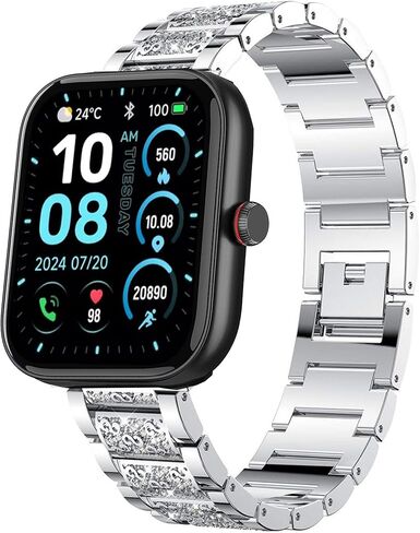 IDW13, IDW16, IDW17, IDW19, IDW20, IDW21, IDW23, IDW25, IDW26 Smartwatch Band, Women Jewelry Bling Diamond Metal Dressy Strap Adjustable Replacement Strap Accessories Sports Band for Men Women Compatible for IDW13, IDW16, IDW17, IDW19, IDW20, IDW21, IDW23 in Saudi Arabia