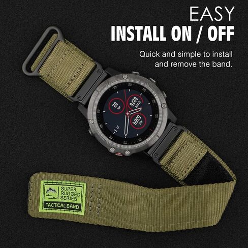 Abanen Military Tactical Nylon Loop Sport Men Watch Bands for Garmin Fenix 8 51mm / epix Pro 51mm / Fenix 7X / Instinct 2X / Fenix 6X / Enduro 3 / Quatix 7 in Kuwait