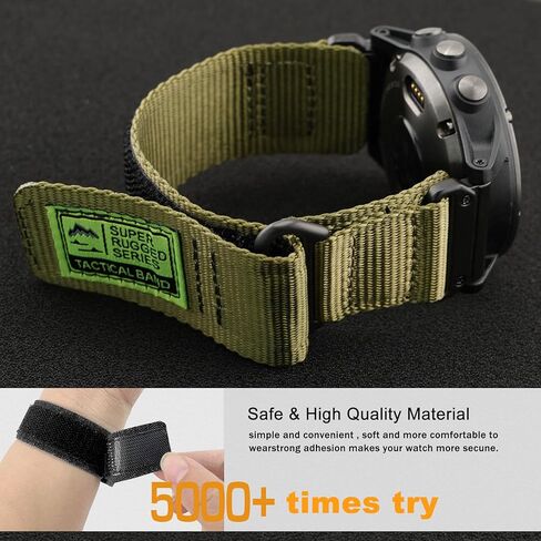 Abanen Military Tactical Nylon Loop Sport Men Watch Bands for Garmin Fenix 8 51mm / epix Pro 51mm / Fenix 7X / Instinct 2X / Fenix 6X / Enduro 3 / Quatix 7 in Kuwait