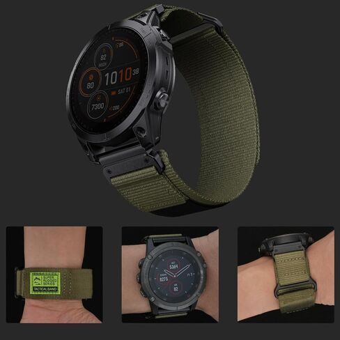 Abanen Military Tactical Nylon Loop Sport Men Watch Bands for Garmin Fenix 8 51mm / epix Pro 51mm / Fenix 7X / Instinct 2X / Fenix 6X / Enduro 3 / Quatix 7 in Kuwait