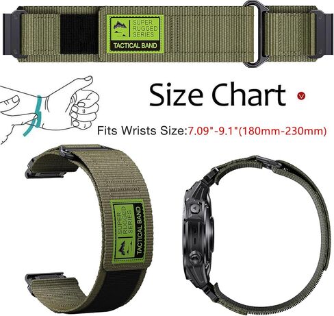 Abanen Military Tactical Nylon Loop Sport Men Watch Bands for Garmin Fenix 8 51mm / epix Pro 51mm / Fenix 7X / Instinct 2X / Fenix 6X / Enduro 3 / Quatix 7 in Kuwait