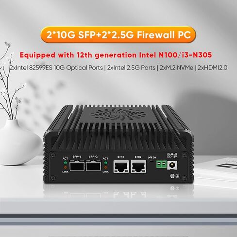 Mini Firewall Core I3 N305 Fanless,4 LAN Firewall Mini PC,2x10G SFP+ 2xi226-V 2.5G RJ45 LAN,WiFi Slot, 6*USB, 2*HDMI, 2* COM,No DDR5 No NVMe in Saudi Arabia