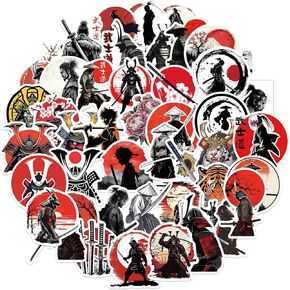50Pcs Ninja Stickers Decals Samurai Vinyl Decoration DIY Funny Creative Decor for Japanese Culture for Adults Children and Adolescents (Warrior)