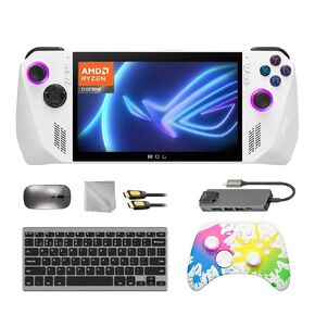 ASUS ROG Ally 512GB Gaming Handheld 7-inch Touchscreen 120Hz FHD 1080p AMD Ryzen Z1 Extreme Processor, Inkjet Wireless Pro Controller, Hub, Keyboard & Mouse Combo, 7 in 1 Bundle