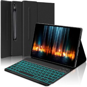 Samsung Galaxy Tab S9 Keyboard Case 11" 2023, Smart Folio Case with S Pen Holder, 7 Color RGB Backlit, Magnetic Detachable Wireless Keyboard for Galaxy Tab S8 2022/S7 2020 11 inch, Black