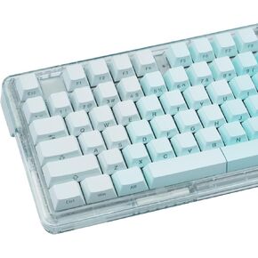 Gradient Lake Blue Keycaps 121 Keys, Shine Through PBT Keycaps, Cherry Profile Side Printed Keycaps, Double Shot Backlit Keycap Set for Mechanical Keyboards