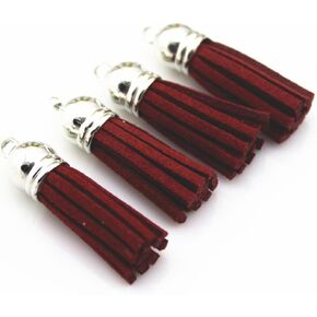 40 Silver CCB 1-1/2 Inch Faux Suede Tassel Charm Keychain Cellphone Straps X38