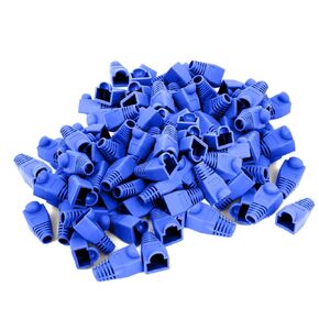 OLIREXD RJ45 Cat5e Cat6 Boot Cover, 120PCS PVC Soft Plastic Crystal Head Jacket Ethernet Network Cable 8mm Strain Relief Boots Cable Connector Plug for Various Diameter LAN Cable (Blue)