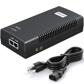 PROCET PoE Iniector Gigabit Active IEEE802.3BT 90W 55V DC Output PoE Power Injector, 10/100/1000Mbps, 6KV Surge Protector for PTZ Camera, PoS System, Kiosk, WiFi AP