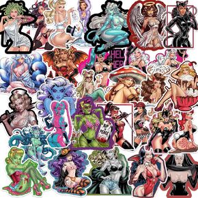 30Pcs Sexy Girls Stickers for Adults, Pinup Women Decals Pack for Laptops Skateboards Water Bottles Bikes Guitar Motorcycle Helmet, Waterproof Vinyl Stickers