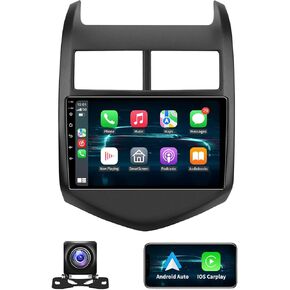 4GB+32GB Car Radio Stereo for Chevy Sonic Aveo 2011 2012 2013 2014 2015 Wireless CarPlay & Andriod Auto 9.2 Inch Touch Screen Android Car Radio with GPS Navigation Bluetooth SWC