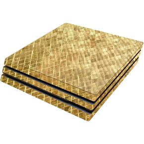 MightySkins Carbon Fiber Skin for Sony PS4 Pro Console - Gold Tiles | Protective, Durable Textured Carbon Fiber Finish | Easy to Apply, Remove, and Change Styles | Made in The USA