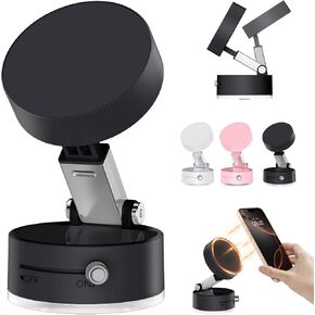 DUEDUE Magnetic Car Phone Mount 2025 Rotation Dashboard Phone Holder for Car, 10X Stronger Vacuum Suction & High Magnetic Magnet, Foldable Retractable Phone Mount Compatible with iPhone/Samsung,White