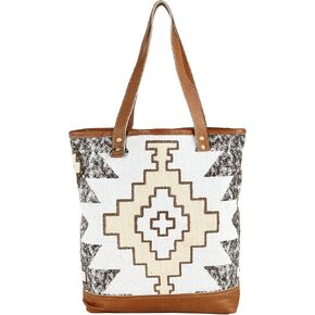 KPL Sel De Mer Upcycled Canvas and leather Hand Bag Cowhide Tote Bag shopping bag carry on leather bag