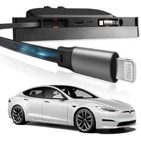 Car USB Hub for Tesla - Fast Charger for Model Y Model 3 Accessories 2024 2023 2022 - Waterproof Multi Port Retractable Docking Station 100% Fit Center Console Model Y (2021-2024) Model 3 (2021-2023)