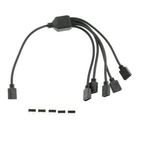 3-Pin Addressable RGB Splitter Cable 1 to 5 ARGB 3Pin Extension Cable Adapter Black 30cm
