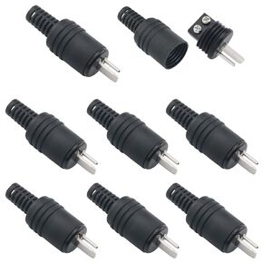 8PCS 2 Pin DIN Speaker Plug Mini Round Flat Docking Plug Din Plug 1.8x0.6 inch for Audio Lamps Power Supply Signal Speaker DVD Player Cable Soldering Connection Plug Black