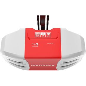 CRAFTSMAN 1/2 HP Smart Garage Door Opener - myQ Smartphone Controlled - Chain Drive, Wireless Keypad Included, Model CMXEOCG472, Red