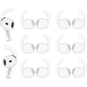 ALXCD Sport Earhook Compatible with AirPods 4 4th Gen Earbuds, 6 Pairs Silicone Earbuds Hook Replacement Anti Slip Anti Lost Earbuds Cover Hooks, Compatible with AirPods 4 6 Pairs White