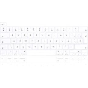 اللوحة الإسبانية لوحة مفاتيح السيليكون تغطية الجلد لـ MacBook Pro 16 بوصة A2141 2019+ ، لـ MacBook Pro 13 مع Magic Keyboard و MacBook Pro M1 Chip A2338/A2251/A2289 2020+ ES ESP ، إصدار ESP ، وايت