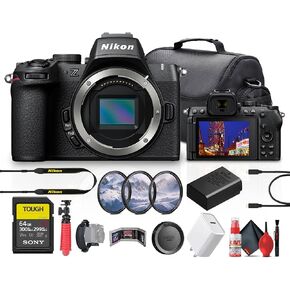 Nikon Z50 II Compact Lightweight Mirrorless Digital Camera (1784) + 64GB Memory Card + Camera Bag + Tripod + Cleaning Kit + USB-C Cable + USB-C Adapter + Hand Strap + Card Wallet + More (Renewed)