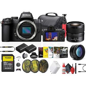 Nikon Z50 II Compact Lightweight Mirrorless Digital Camera (1784) 12-28mm Lens + 64GB Memory Card + EN-EL25 + Telephoto Lens + Photography Software + Camera Bag + More (Renewed)