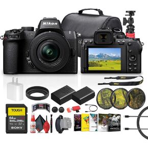 Nikon Z50 II Compact Mirrorless Camera NIKKOR Z DX 16-50mm VR Lens (1786) + 64GB Memory Card + EN-EL25 + PhotoSoftware + Camera Bag + Lens Filter Kit + More (Renewed)