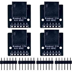 4pcs RJ11 6P6C 6-pin Breakout Board with PCB Mount Black Module Jack Telephone Socket Coupler Connector