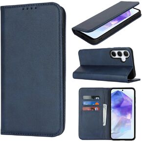 Jaorty for Samsung Galaxy S24 FE 5G Case,Galaxy S24 FE Wallet Folio Phone Case with Card Holder 6.1 Inch,Premium PU Leather Magnetic Full Protection Shockproof Kickstand Phone Case -Navy Blue