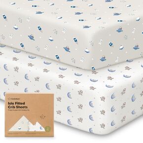 2-Pack Bamboo Viscose Crib Sheets for Boys, Girls - Fitted Crib Sheet, Organic Baby Crib Sheets Neutral, Crib Mattress Sheet, Toddler Bed Sheets, Baby Sheets for Crib, Crib Fitted Sheet (Butterflies)