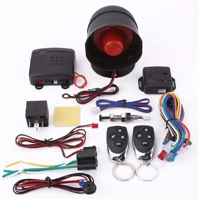 Fydun Car Alarm Universal Car Alarm Security System Keyless Entry with 2 Remote Controls Siren