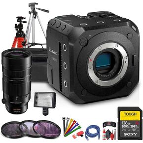 Panasonic Lumix BGH1 4K Box Cinema Camera (DC-BGH1) + Panasonic 100-400mm Lens + 128GB Memory Card + Case + LED Light + Tripod + Lens Filter Kit + Flexible Tripod + Cleaning Kit + HDMI Cable + More