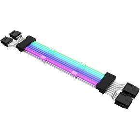 2x8 Pin RGB GPU Cable, RGB PSU Cables Extensions, 5V 3Pin 4 Sided ARGB GPU Power Extension Cable Black, 360 ° Illumination, Programmable Custom 16 Million Colors