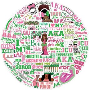 60Pcs Aka Sorority Stickers,Fellowship Cociety Waterproof Vinyl Aesthetic Stickers Decals for Laptop Water Bottles Skateboard Luggage Computer Snowboard. Gifts for Women Girls Kids (Sorority)