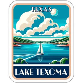 Lake Texoma Texas Sticker Weatherproof Vintage Decal Vinyl Small Waterproof for Water Bottle Mug Passport Scrapbook Notebook Laptop Tumbler Skateboard Computer Phone, Size 4″×4″ Gift