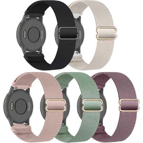 5 Pack 22mm Stretchy Nylon Watch Bands Compatible with Garmin Venu 3/2,Forerunner 265/255/Vivoactive 4,Soft Fabric Adjustable Sports Replacement Strap for Amazfit Bip 5/GTR 4/3 Pro/2 Women Men