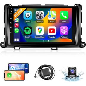 Naifay Car Radio Stereo for Toyota Sienna 2011-2014 with Wireless CarPlay Android Auto, 2+32G 9inch IPS Touch Screen for Sienna Stereo with Bluetooth/FM Receivers/GPS/WiFi/SWC/Split Screen/Mirrorlink