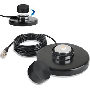 NMO Mount Magnetic Base NMO Antenna Mount with PL259 Male Connector, 16.4FT(5 Meters) Coaxial Cable, Dust Cap for HF/VHF/UHF NMO CB Ham Radio Antenna