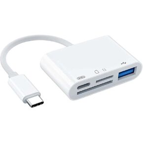 USB C SD Card Reader Adapter, 4 in 1 USB Female OTG Adapter Compatible SD/TF Card,USB C to USB Camera Memory Card Reader Adapter for New Pad Pro MacBook Pro and More UBC C Devices