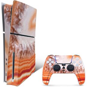 MightySkins Skin Compatible with Playstation 5 Slim Disk Edition Bundle - Orange Quartz | Protective, Durable, and Unique Vinyl Decal wrap Cover | Easy to Apply | Made in The USA