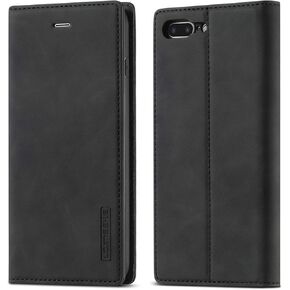 QLTYPRI Wallet Case for iPhone SE 2022 5G/SE 2020/8/7,Classic Matte Vintage PU Leather Card Slot Kickstand Magnetic Closure Shockproof Flip Cover for iPhone 7/8/SE2/SE3 - Black