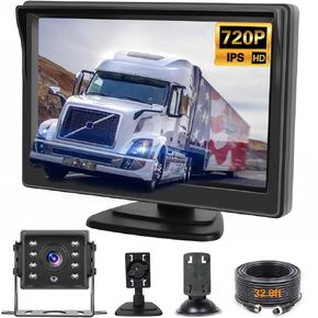 Reversing Camera with 5 Inch HD IPS Monitor, License Plate Rearview Camera for Cars IP68 Night Vision Waterproof Rearview Camera for Cars Trucks SUV Vans