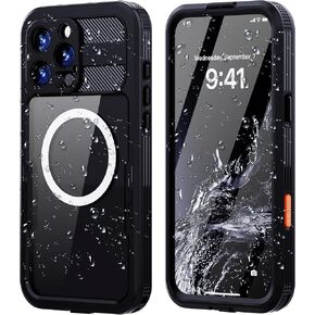 YOGRE for iPhone 16 Pro Max Case Waterproof, Full Body iPhone Case with Built-in Screen Protector, Compatible with MagSafe, Heavy Duty Military Protection Cover for iPhone 16 Pro Max 6.9" Black