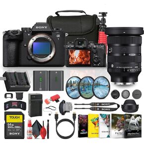 Sony Alpha a1 II Full-Frame Interchangeable Lens Mirrorless Camera (ILCE-1M2) + Sigma 24-70mm Art Lens + 64GB Memory Card + NP-FZ100 + Photography Software + Lens Filter Kit + More (Renewed)