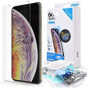 DOME GLASS Whitestone [Perfect Full Coverage] Tempered Glass Screen Protector for iPhone XS with UV lamp [1Pack]