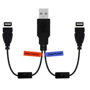 MOTONG USB A 2.0 Y Splitter Cable with ON/Off Switch, USB 2.0 Male to Dual USB A Female Extension Charging Charge Date Cable Cord Wire for Smartphone(0.3M)