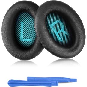ELZO Replacement Ear Pads for Bose QuietComfort, QC35/QC35II/QC45/QCSE/QC2/QC15/QC25/AE2/AE2i/AE2w/SoundTrure/SoundLink, Premium Softer Leather, High-Density Noise Cancelling Foam, Blue