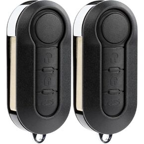 KeylessOption Keyless Entry Remote Car Uncut Flip Key Fob for 2012-2015 Fiat 500, 500L LTQF12AM433TX (Pack of 2)