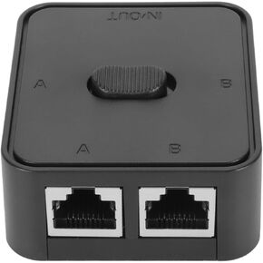 RJ45 Splitter Selector Switch, 2 Port Gigabit Network Switch 1 in 2 Out PoE Extender Switch Compact RJ45 8 Pin Standard Jack 10 100 1000Mbps for Cat6